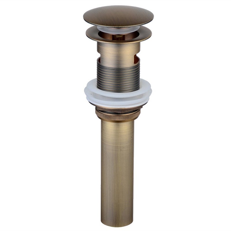 Beelee Pop Up Drain Stopper with Overflow, Beelee Bathroom Vanity Vessel Sink Drain, Antique Brass Finish - Image 1